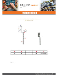 Stolpebund vorm L 60x100x80 Wit verzinkt staal 2