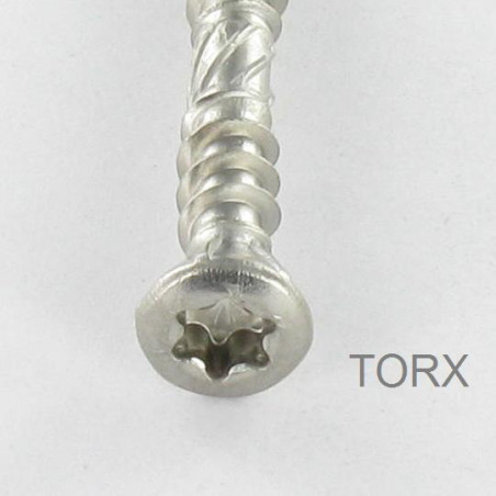 1 x Terrasschroeven TEKOR dubbele draad gefreesde kop TORX T25 5X60 RVS A2