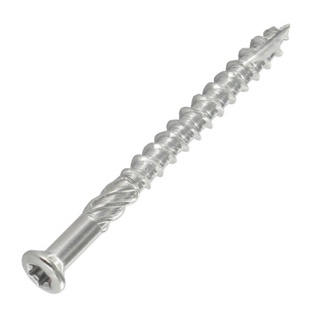 1 x Terrasschroeven TEKOR gefreesde bolkop TORX T25 5X50 anti-splijtpunt type 17 cut A4 RVS