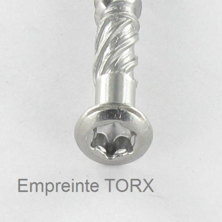 1 x Terrasschroeven TEKOR gefreesde bolkop TORX T25 5X50 anti-splijtpunt type 17 cut A4 RVS