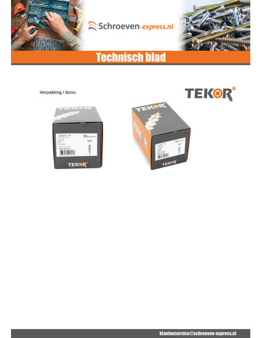 1 x Terrasschroeven TEKOR gefreesde bolkop TORX...