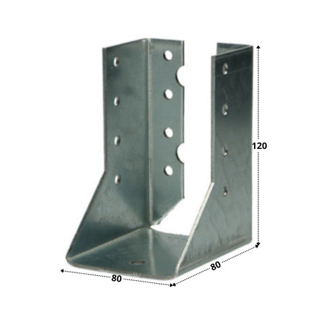 1 x Balkdrager U-vormig to Flenzen / Zijflappen binnen sendzimir 80X120