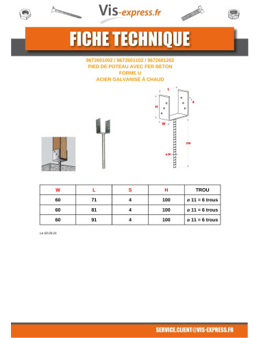 1 x Stolpebund vorm U 60x100x91 hoge...