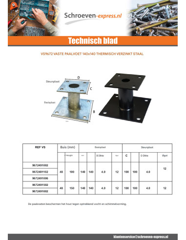 1 x Stolpebund vast 140x140 hoge...