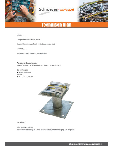 1 x Stolpebund vast 140x140 hoge...