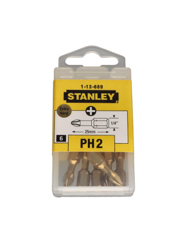 1 x Doos met 6 Bit Phillips 2 STANLEY lengte 25
