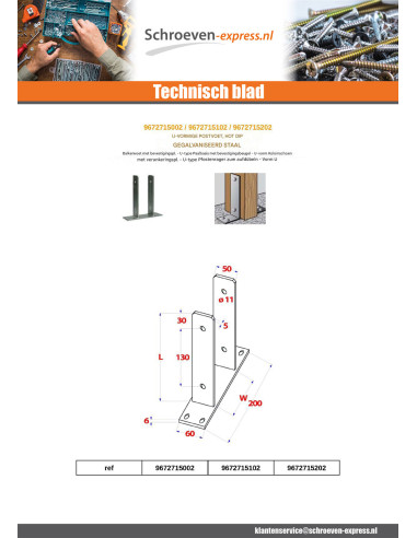 1 x Stolpebund vorm U 91X50X200 hoge...