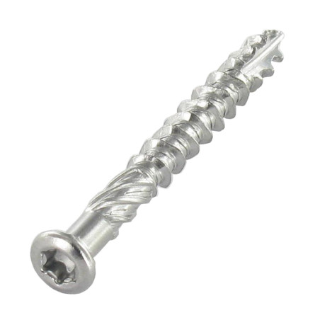 1 x Terrasschroeven TEKOR gefreesde kop kartel TORX T20 4,5X60 anti-splijtpunt type 17 cut RVS A2