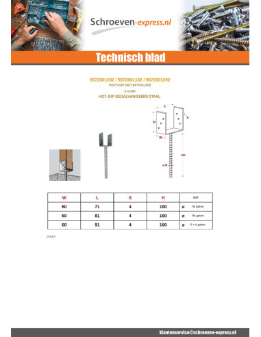 1 x Stolpebund vorm U 60x100x81 hoge...