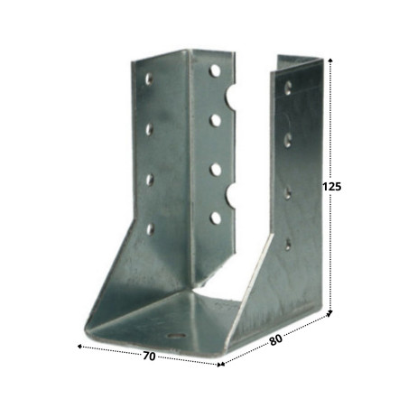 1 x Balkdrager U-vormig to Flenzen / Zijflappen binnen sendzimir 70X125