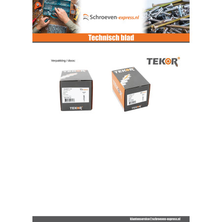 1 x Terrasschroeven TEKOR gefreesde bolkop TORX T25 5X70 anti-splijtpunt type 17 cut A4 RVS