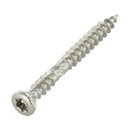 1 x Terrasschroeven TEKOR dubbele draad gefreesde kop TORX T25 5X60 anti-splijtpunt type 17 cut RVS A2
