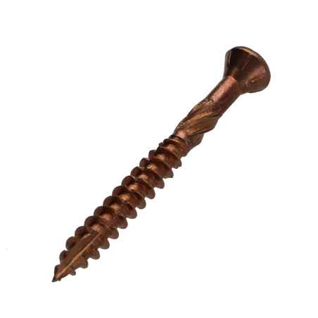 1 x Terrasschroeven TEKOR gefreesde bolkop TORX T25 5X50 anti-splijtpunt type 17 cut A4 RVS bruin