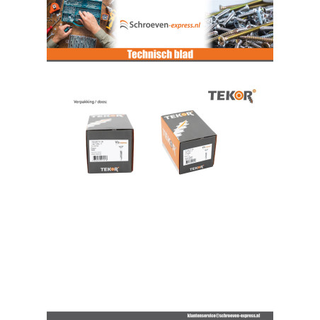 1 x Terrasschroeven TEKOR gefreesde kop kartel TORX T25 anti-splijtpunt type 17 cut 5X80 RVS A2