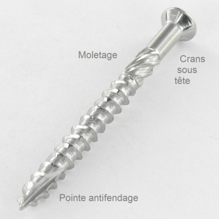 1 x Vlonderschroeven TEKOR gefreesde bolkop TORX T15 4X45 anti-splijtpunt type 17 cut RVS RVS C1 AISI 410