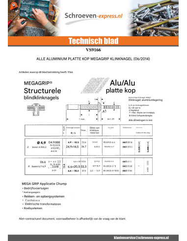 1 x Blinde klinknagel, volledig aluminium...