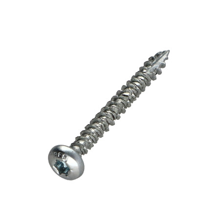 1 x TEKOR houtschroeven ronde kop TORX T25 5X40 volledige draad anti-splijtpunt type 17 cut Wit verzinkt staal
