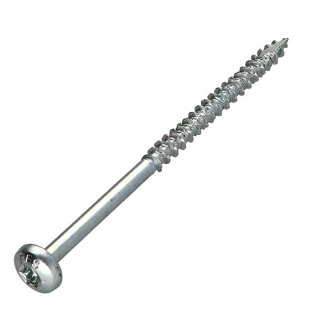 1 x TEKOR houtschroeven ronde kop TORX T30 6X100 gedeeltelijke draad anti-splijtpunt type 17 cut Wit verzinkt staal