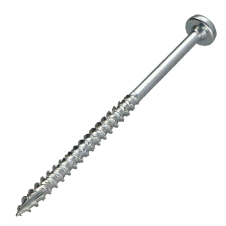 1 x TEKOR houtschroeven ronde kop TORX T30 6X100 gedeeltelijke draad anti-splijtpunt type 17 cut Wit verzinkt staal