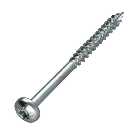 1 x TEKOR houtschroeven ronde kop TORX T30 6X80 gedeeltelijke draad anti-splijtpunt type 17 cut Wit verzinkt staal