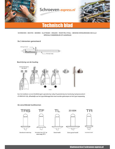 1 x Klinknagel blind GOLIGHT ALU/ALU TRS 4.8X16...