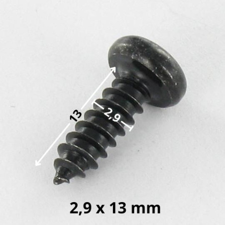 1 x Metaalplaatschroef cilindrische kop TORX T10 2.9X13 Zwart gegalvaniseerd staal