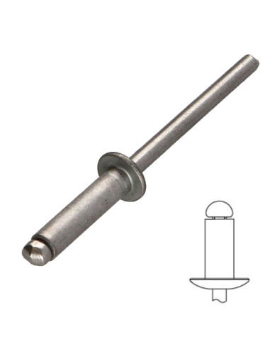1 x Klinknagel RVS A2 4X10 kop plat