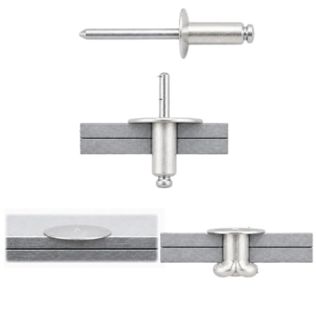 1 x Blindklinknagels Aluminium stang stål 5X16 kop EXTRA Groot