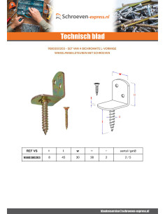 Set van 4 L-vormige beugels voor geweven panelen met... 2