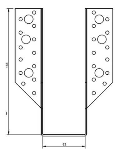 1 x Balkdrager U-vormig to Flenzen / Zijflappen...