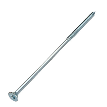 1 x TEKOR houtschroeven gefreesde kop kartel 6X200 bedraad op 70 TORX T30 Wit verzinkt staal anti-splijtpunt type 17 cut
