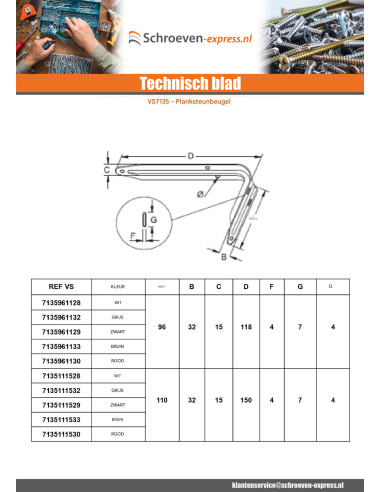 1 x Plankbeugel 147X240 Zwart