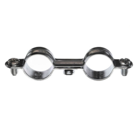 1 x Dubbele metalen slangklem M7X150 diameter 20 Wit verzinkt staal
