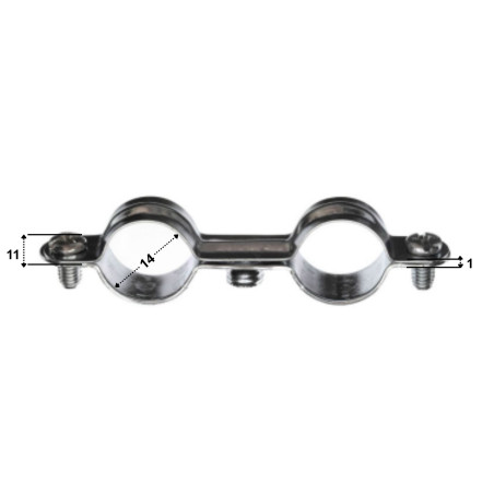 1 x Dubbele metalen slangklem M7X150 diameter 14 Wit verzinkt staal