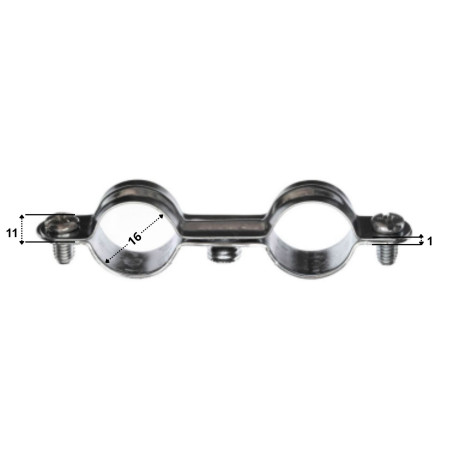 1 x Dubbele metalen slangklem M7X150 diameter 16 Wit verzinkt staal