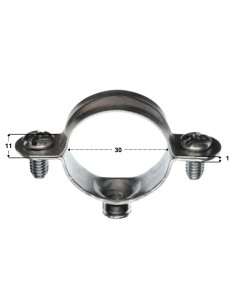 Metalen slangklem M7X150 diameter 30 Wit verzinkt staal 2