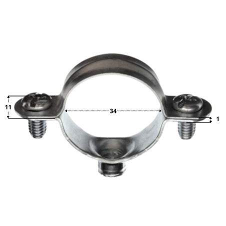 1 x Metalen slangklem M7X150 diameter 34 Wit verzinkt staal