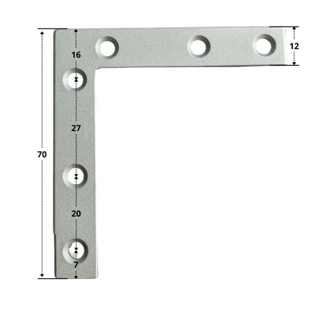 1 x Drukplaten plat versteviging uiteinde vierkant 70x70x12 Wit verzinkt staal