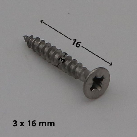 1 x Agglo houtschroeven RVS A2 gefreesde kop Pozi 3X16 microschroeven