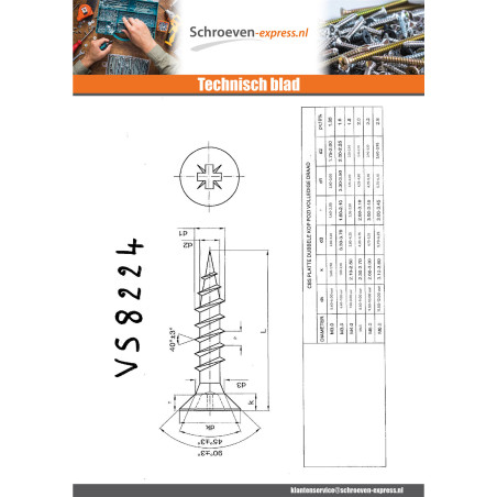 1 x Agglo houtschroeven RVS A2 gefreesde kop Pozi 4X20