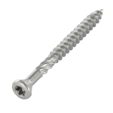 1 x Vlonderschroeven TEKOR gefreesde bolkop TORX T15 4X60 anti-splijtpunt type 17 cut RVS C2