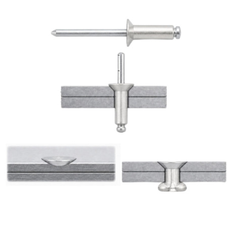 1 x Blindklinknagels Aluminium stang stål 4.8X12 spandikte 5 to 7 gefreesde kop ALX