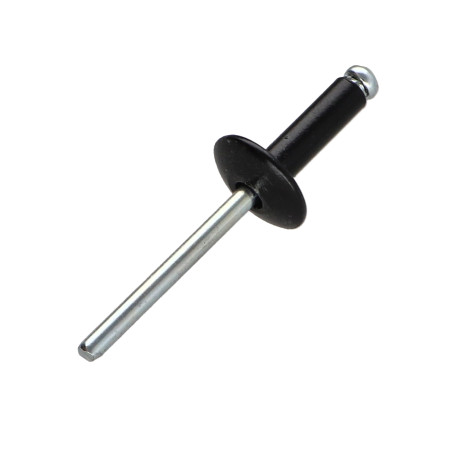 1 x Blindklinknagels Aluminium stang stål 4.8X16 spandikte 9 to 11 brede kop ALX Zwart