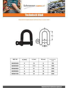 Harpsluiting Rechts gesmeed A4 RVS Zwart diameter 6 2