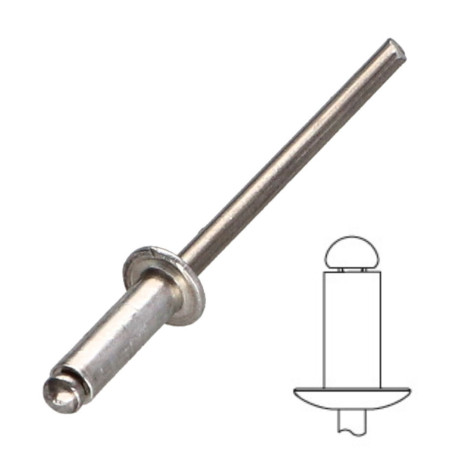 1 x Blinde klinknagel, volledig aluminium 3.2X8 Standaard ronde kop