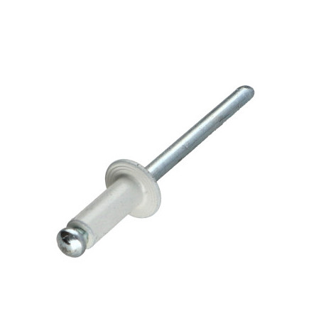 1 x Blindklinknagels Aluminium stang stål 4X6 spandikte 0,5 to 2 Standaard ronde kop witte lak