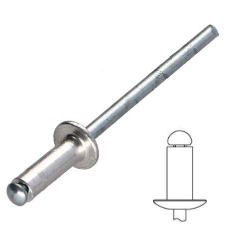 1 x Blindklinknagels Aluminium stang stål 4.8X25 Standaard ronde kop RAL7035 lichtgrijs