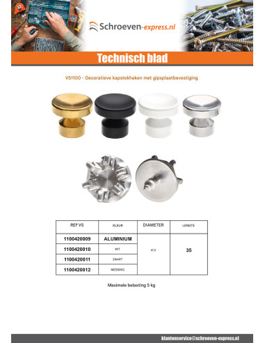 1 x Kapstok decoratief Aluminium Zwart met...