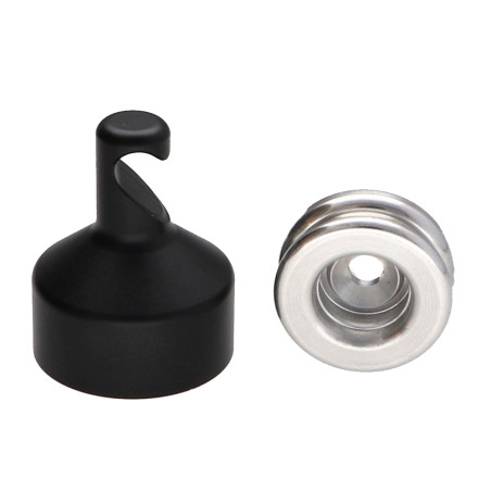 1 x Haak decoratief Aluminium Zwart met bevestiging multimateriaal L'ATTACHANTE