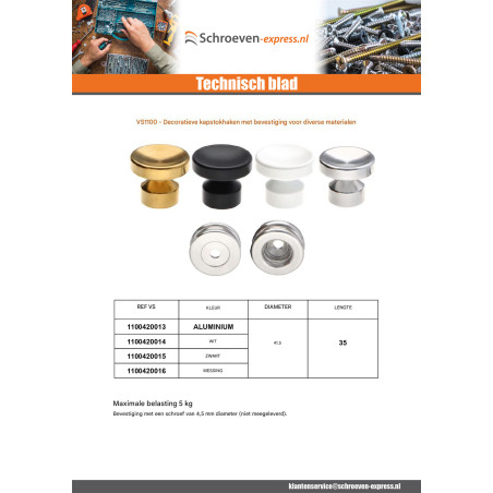 1 x Kapstok decoratief Messing met bevestiging multimateriaal L'ATTACHANTE